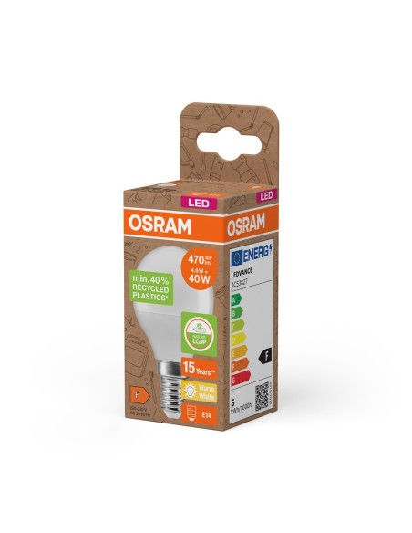 OSRAM - 4058075832084 - OSRAM LED PCR CLP40 Dépolie E14 4,9W 827 470lm (Plastique recyclé)