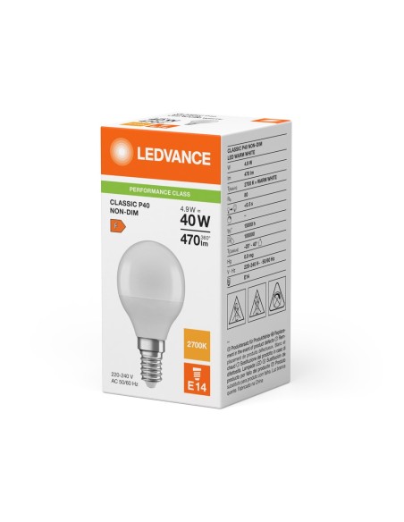 LEDVANCE - 4099854049385 - LED CLASSIC LEDVANCE PFM CLP40 Dépolie E14 4,9W 827 470lm