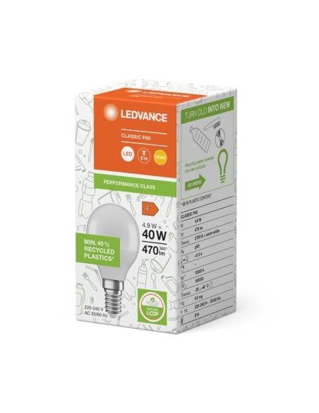 LEDVANCE - 4099854205248 - LED CLASSIC LEDVANCE PCR CLP40 Dépolie E14 4,9W 827 470lm NATURELOOP