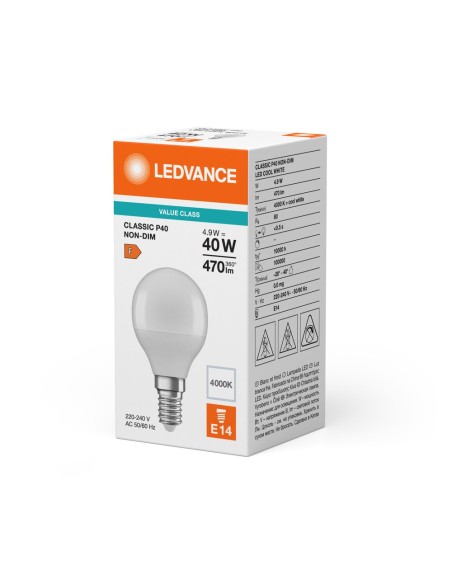 LEDVANCE - 4099854049422 - LEDVCLP40 4,9W/840 230VFR E14 10X1  LEDV