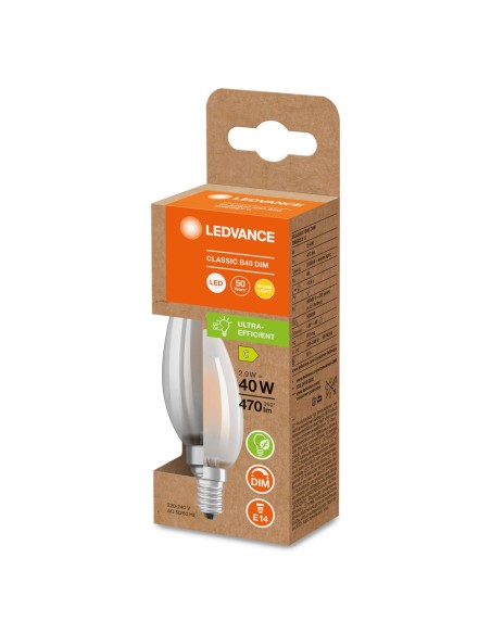 LEDVANCE - 4099854066382 - LED CLASSIC LEDVANCE SUP CLB40 énergie C Dépoli DIM E14 2,9 W 827 470lm