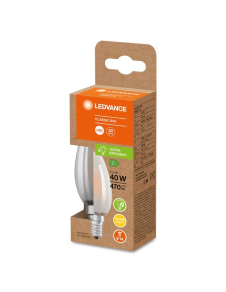 LEDVANCE - 4099854066467 - LED CLASSIC LEDVANCE SUP CLB40 énergie B Dépolie E14 2,5 W 827 470lm