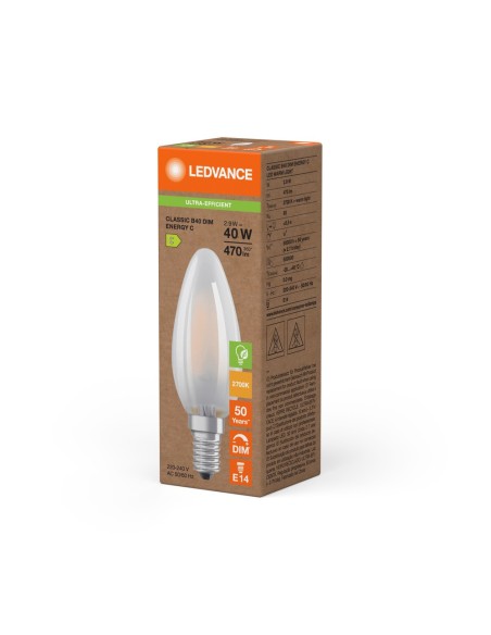 LEDVANCE - 4099854253324 - LED CLASSIC LEDVANCE SUP CLB40 énergie C Dépolie DIM E142,9 W 827 470lm