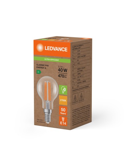 LEDVANCE - 4099854255373 - LED CLASSIC LEDVANCE SUP CLP40 énergie A Claire827 E142,2W 470lm