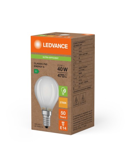 LEDVANCE - 4099854255458 - LED CLASSIC LEDVANCE SUP CLP40 énergie A Dépolie 827 E142,2W 470lm