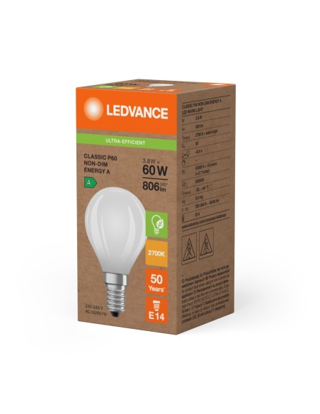 LEDVANCE - 4099854255519 - LED CLASSIC LEDVANCE SUP CLP60 énergie A Dépolie 827 E143.8W 806lm