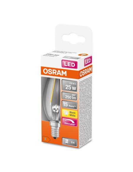 OSRAM - 4058075436824 - LED CLASSIC OSRAM Superstar DIM CLB25 Fil Verre Claire E14 2,8W 827 250lm