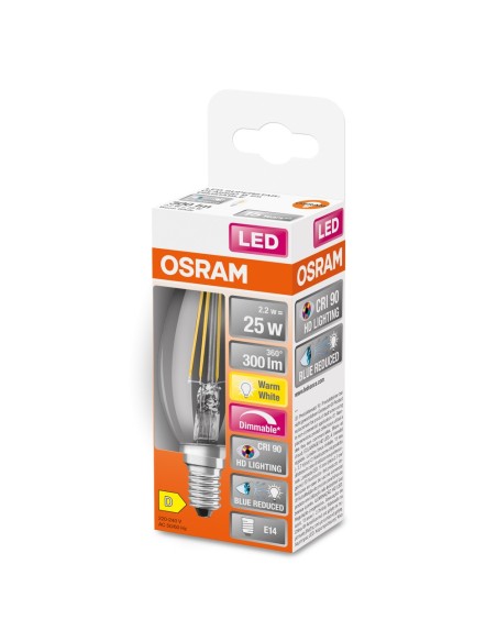 OSRAM - 4099854084096 - LED CLASSIC OSRAM Superstar DIM CLB25 Fil Verre 927 E14 2,2W 300lm IRC90