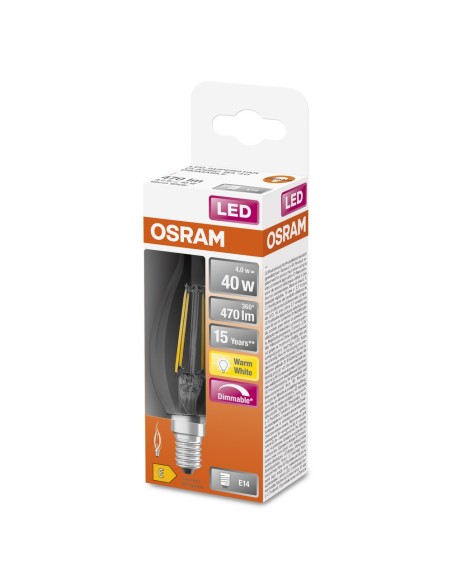 OSRAM - 4058075434561 - LED CLASSIC OSRAM FIL DIM CLBA40 Fil Claire 827 E14 4W 470lm