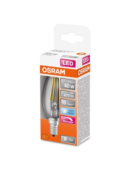 OSRAM - 4058075434943 - LED CLASSIC OSRAM FIL DIM CLB40 Fil Claire 840 E14 4,8W 470lm