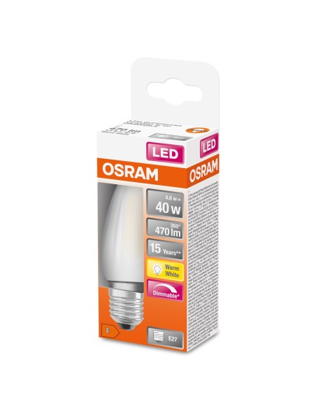 OSRAM - 4058075435025 - LED CLASSIC OSRAM FIL DIM CLB40 Verre Dépoli 827 E27 4,8W 470lm