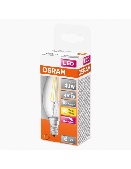 OSRAM - 4058075437043 - LED SUPERSTAR CL B  FIL 40 dim  4,5W/827 E14