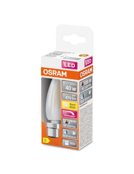 OSRAM - 4058075602816 - LED SUPERSTAR+ Flamme verre dépoli variable 3,4W=40 B22 chaud