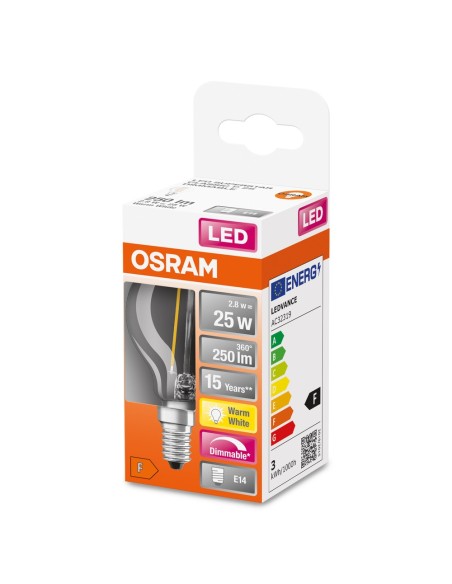 OSRAM - 4058075436862 - LED CLASSIC OSRAM Superstar DIM CLP25 Verre Clair E14 2,8W 827 250lm