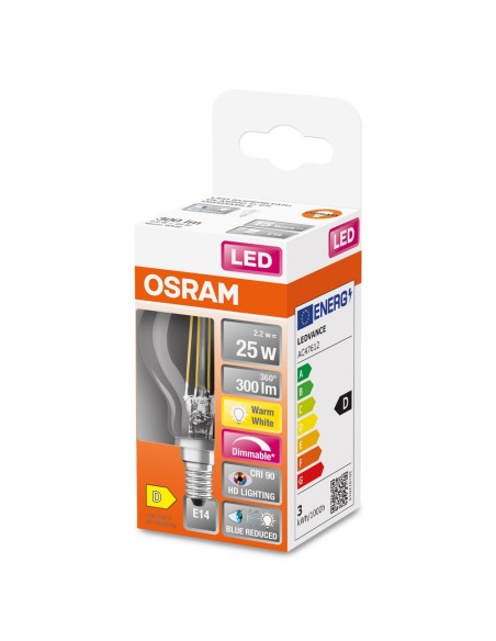 OSRAM - 4099854084133 - LED CLASSIC OSRAM Superstar DIM CLP25 Fil Verre 927 E14 2,2W 300lm IRC90