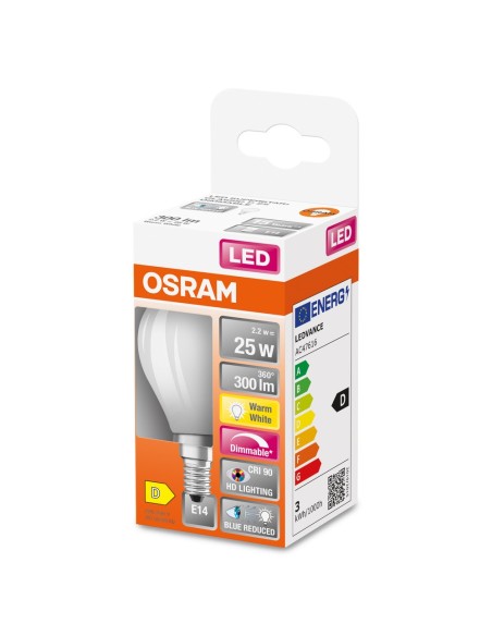 OSRAM - 4099854084157 - LED CLASSIC OSRAM Superstar DIM CLP25 Verre Dépoli 927 E14 2,2W 300lm IRC90