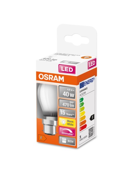 OSRAM - 4058075437289 - LED SUPERSTAR CL P  GL FR 40 dim  5W/827 B22d