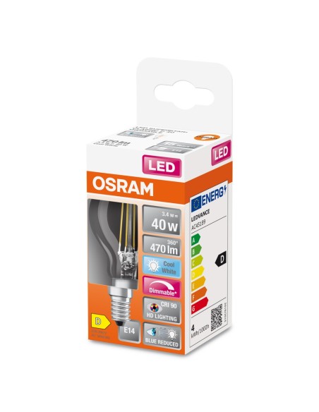 OSRAM - 4058075603172 - LED SUPERSTAR+ Sphérique clair filament variable 3,4W=40 E14 froid