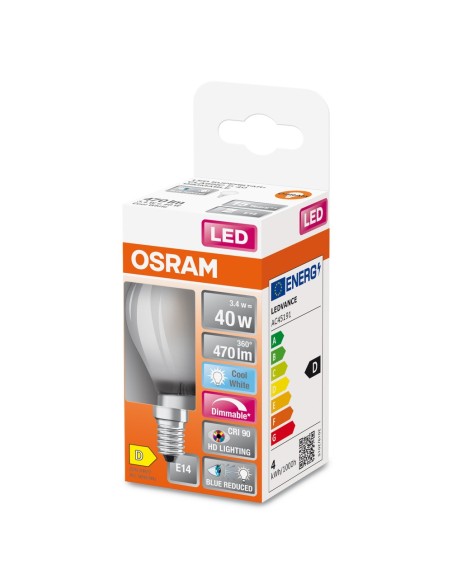 OSRAM - 4058075603219 - LED SUPERSTAR+ Sphérique dépoli variable variable 3,4W=40 E14 froid