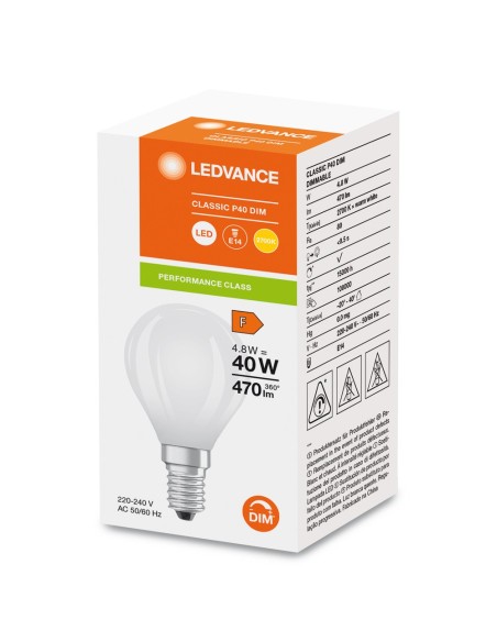 LEDVANCE - 4099854067709 - LED CLASSIC LEDVANCE PFM CLP40 Verre Dépoli DIM E14 4,8W 827 470lm