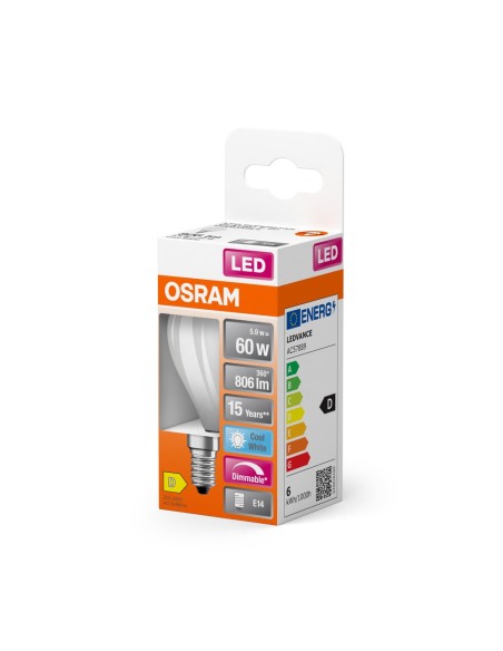 OSRAM - 4058075434684 - OSRAM LED FIL DIM CLP60 Dépolie 840 E14 6,5W 806lm Verre