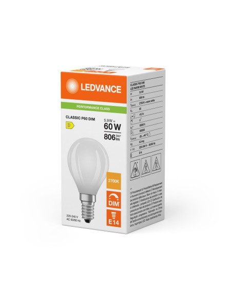 LEDVANCE - 4099854253409 - LED CLASSIC LEDVANCE PFM CLP60 VerreE14 5,9W 827806lm