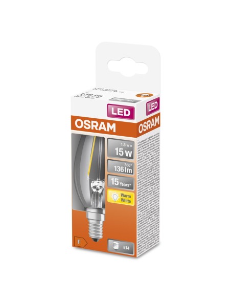 OSRAM - 4058075436701 - LED CLASSIC OSRAM STAR CLB15 Verre Clair E14 1,5W 827 136lm