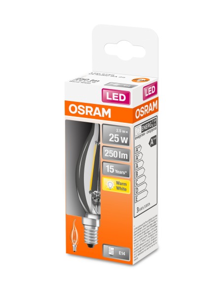 OSRAM - 4058075436640 - LED CLASSIC OSRAM FIL CLBA25 Verre Clair 827 E14 2,5W 250lm