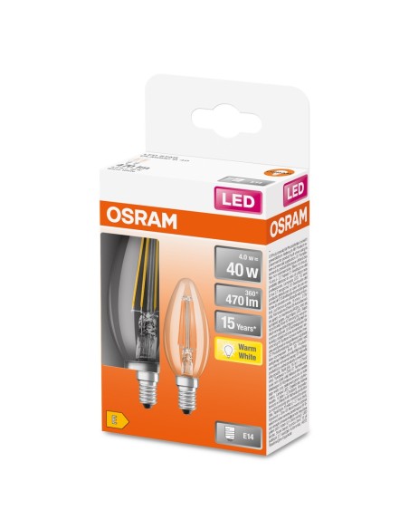 OSRAM - 4058075330511 - BTE2 LED Flam verre cl 4W=40 E14 ch  OSR