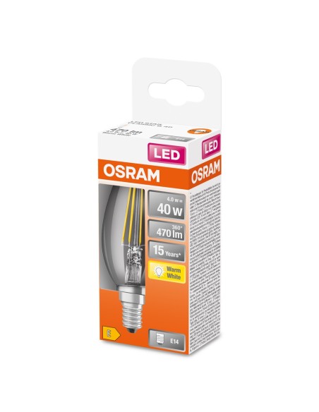 OSRAM - 4058075436589 - LED STAR CL B  FIL 40 non-dim  4W/827 E14