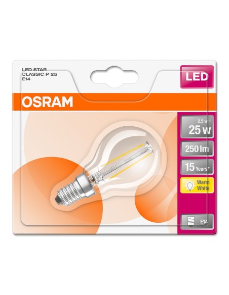 OSRAM - 4052899936447 - BLI1 LED SPH CL FIL 2,5W=25W E14 CH