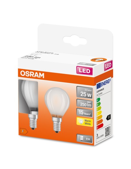 OSRAM - 4058075289673 - BTE2 LED Sph verre dep 2,5W=25 E14ch OSR