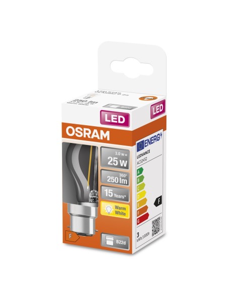 OSRAM - 4058075450592 - LED CLASSIC OSRAM FIL CLP25 Verre Clair 827 B22 2,5W 250lm