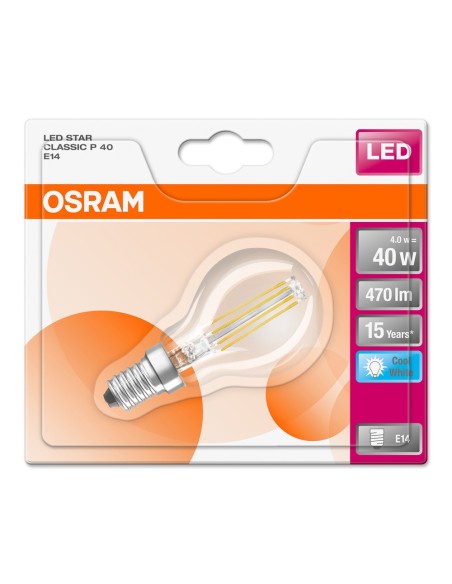 OSRAM - 4058075111851 - BLI1 LED Sph cl fil 4W=40 E14 fr