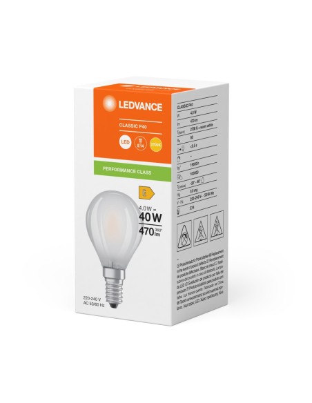 LEDVANCE - 4099854069154 - LED CLASSIC LEDVANCE PFM CLP40 Verre E14 4W 827 470lm