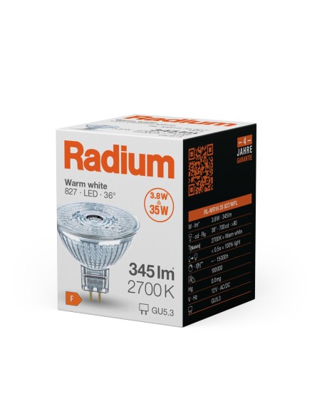 RADIUM - 4008597207457 - RLMR163536 3,8W/827 12V GU5.3 10X1 RDIUM