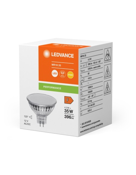 LEDVANCE - 4099854103568 - LED SPOT LEDVANCE PFM MR16 35 827 120° GU5.3 4,3W 396lm Verre