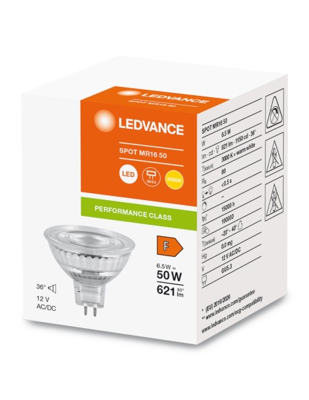 LEDVANCE - 4099854047992 - LED SPOT LEDVANCE PFM MR16 50 830 36° GU5.3 6,5W 621lm Verre