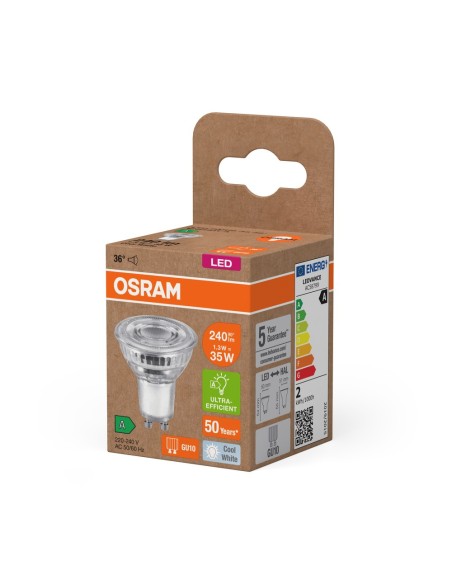 OSRAM - 4099854245237 - LED SPOT OSRAM PAR16 35 énergie A 827 36° GU10 1.3W 240lm Verre