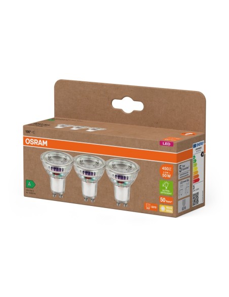 OSRAM - 4099854277900 - LED SPOT OSRAM PACK X3 PAR16 35 énergie A 827 100° GU10 2.5W 450lm Verre