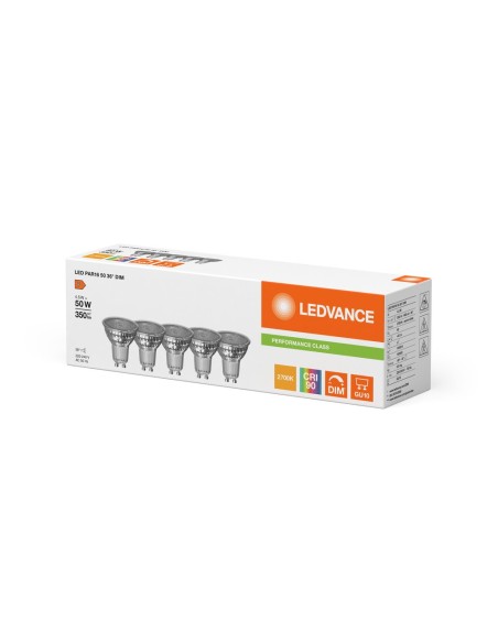 LEDVANCE - 4099854044908 - LED SPOT LEDVANCE PFM x5 PAR16 50 DIM 927 36° GU10 4,5W 350lm IRC90 Verr - Lot 5