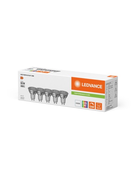 LEDVANCE - 4099854045486 - LED SPOT LEDVANCE PFM x5 PAR16 50 DIM 940 36° GU10 4,5W 350lm IRC90 Verr - Lot 5