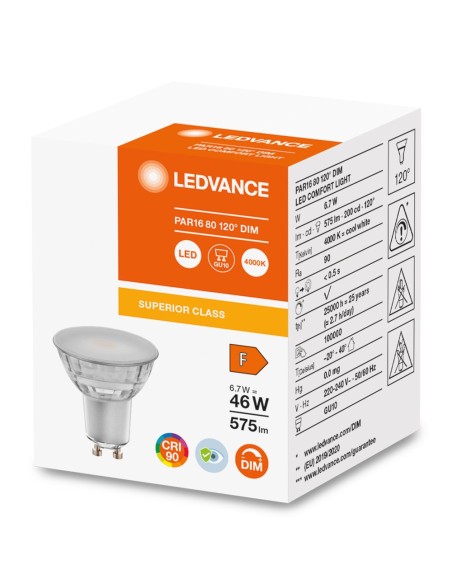 LEDVANCE - 4058075757929 - LED Comf DIM PAR16 46 940 120° GU10 6,7W 575lm Verre Superior LEDV