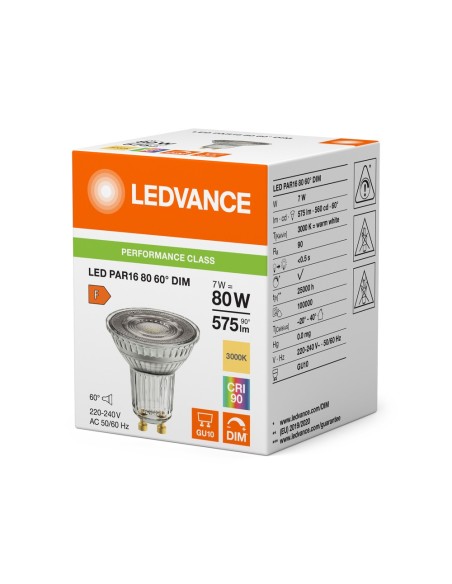 LEDVANCE - 4099854241789 - LED SPOT LEDVANCE P PAR16 80 60DDIM7W 575lm 930 GU10 IRC90