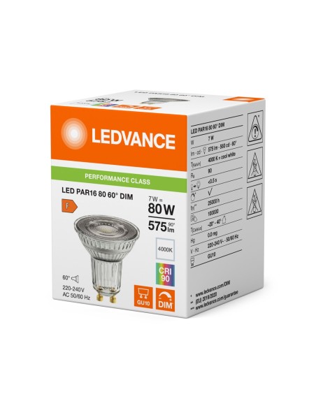 LEDVANCE - 4099854241857 - LED SPOT LEDVANCE P PAR16 80 60DDIM7W 575lm 940 GU10 IRC90