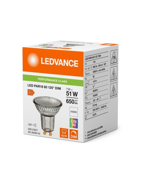 LEDVANCE - 4099854241956 - LED SPOT LEDVANCE P PAR16 80 120DDIM7W 575lm 940 GU10 IRC90