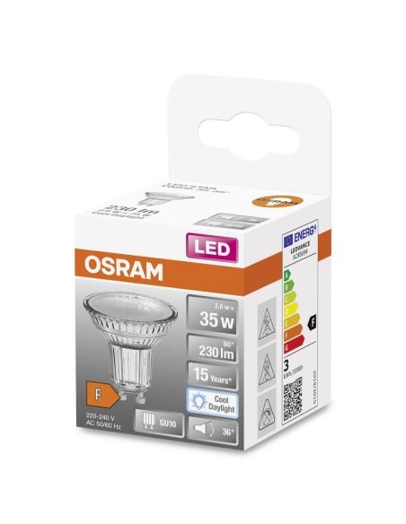 OSRAM - 4058075466296 - Spot PAR16 LED 36° verre 2,6W=35 GU10 lumière du jour