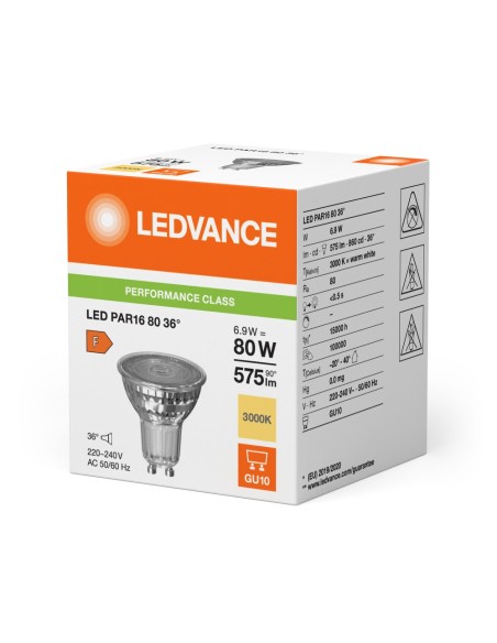 LEDVANCE - 4099854054808 - LED SPOT LEDVANCE PFM PAR16 80 830 36° GU10 6,9W 575lm Verre