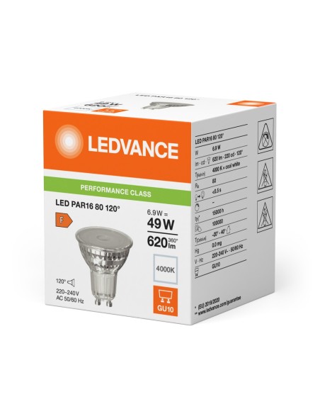 LEDVANCE - 4099854055133 - LED SPOT LEDVANCE PFM PAR16 80 840 120° GU10 6,9W 620lm Verre