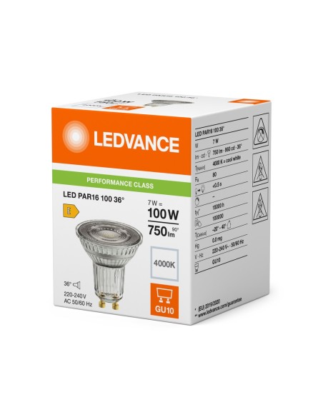 LEDVANCE - 4099854235023 - LED SPOT LEDVANCE PAR16 100 36D 8W 750lm 840 GU10 IRC80